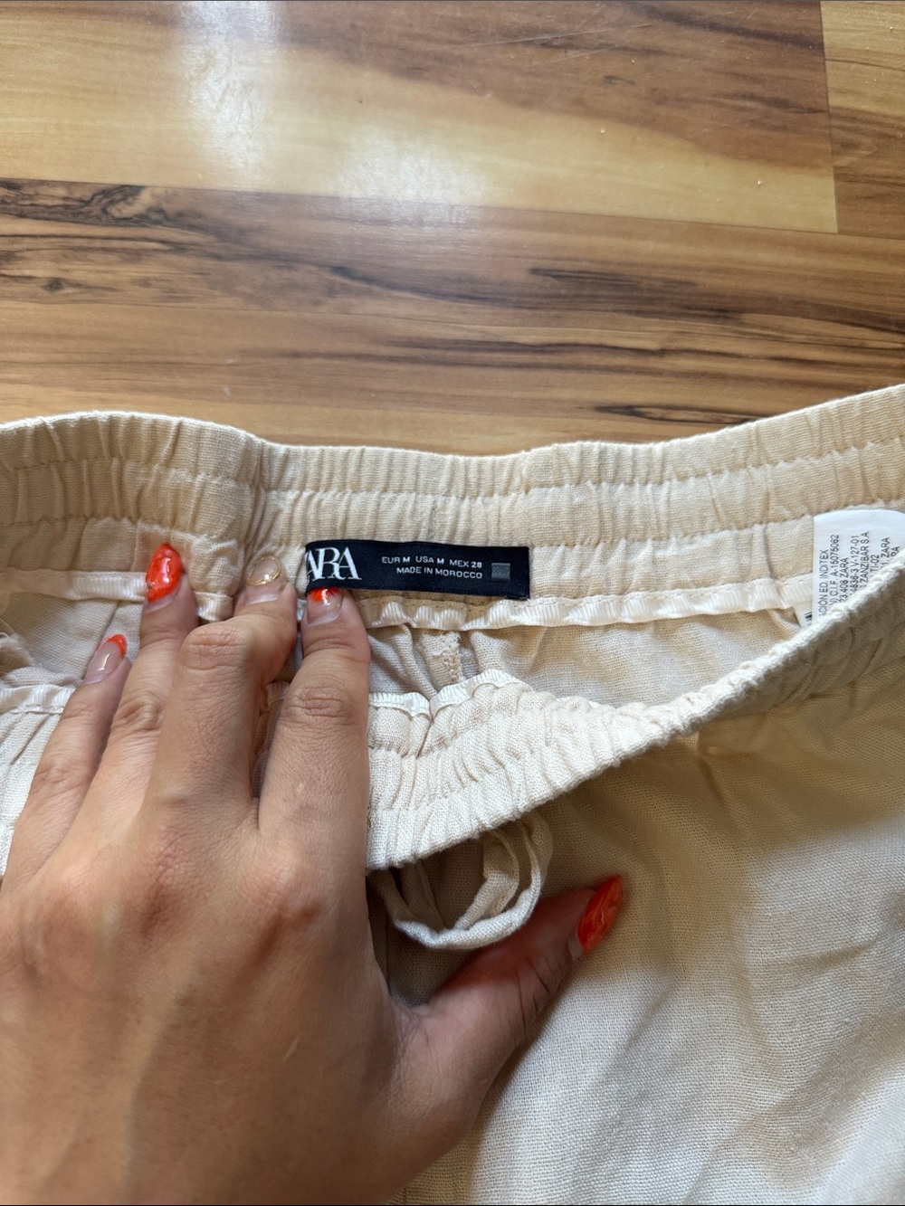 Zara Beige Drawstring Linen Pants - Picture 3 of 4
